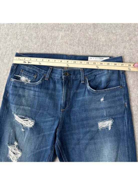 Rag & Bone Ex Boyfriend Jeans Womens 31 Doris Wash Distressed Raw Hem - Picture 4 of 14